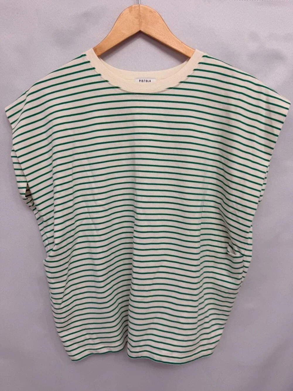 Pistola Green Stripe Shoulder Pad Muscle Tee XS - Picture 7 of 7